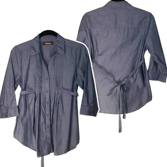 Chambray belted button front top 🧾 - Picture 10 of 10